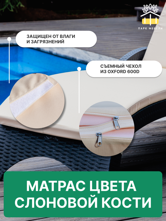 Пластиковый шезлонг Royal Family MARK антрацит (с матрасом) 5